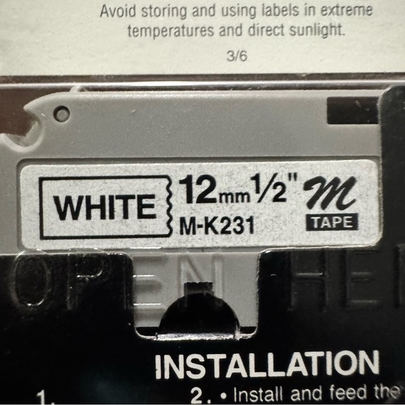Brother M-231 Label Tape | 1/2" White w/ Black Text | Vintage P-Touch Refill - Picture 10 of 12